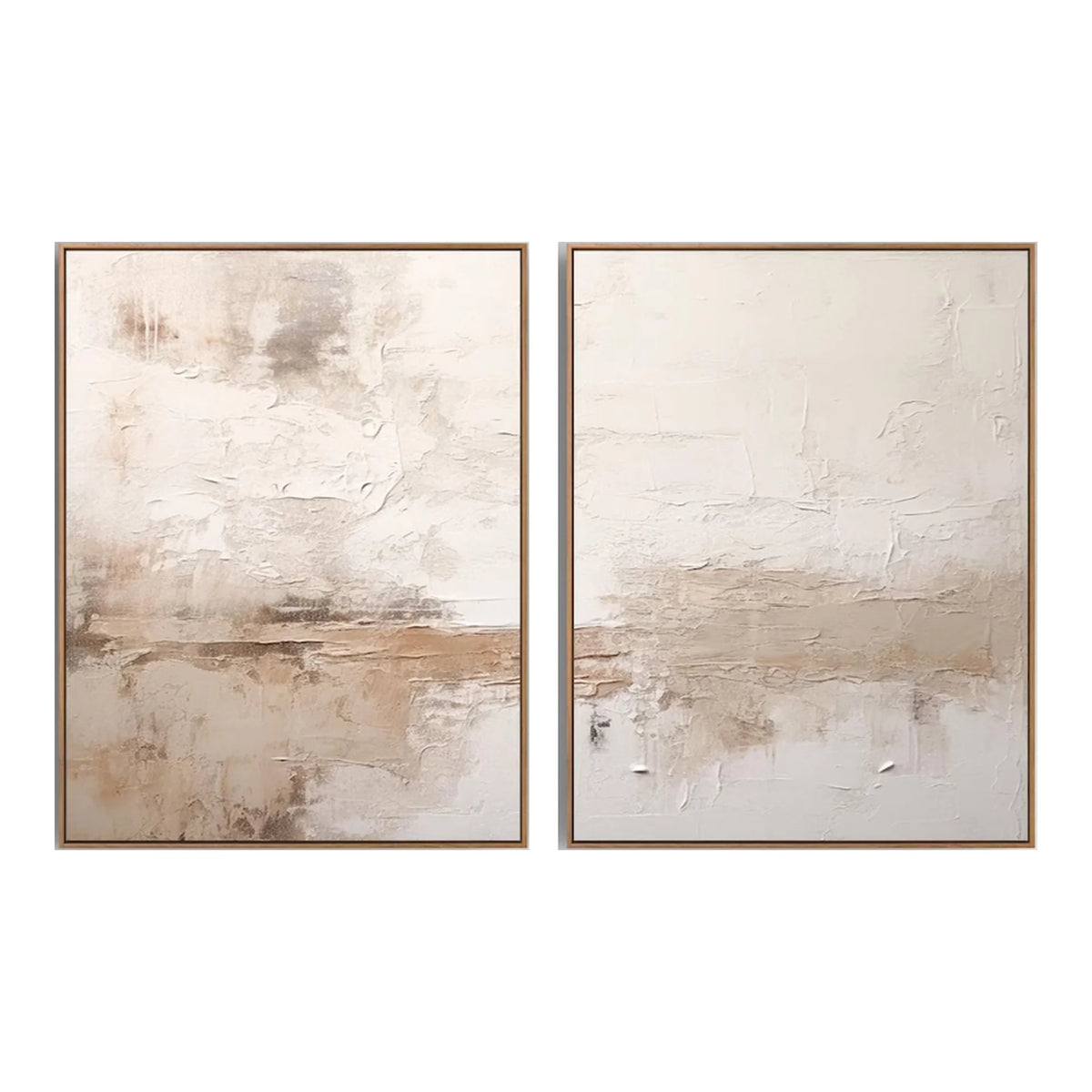 Neutral Abstract Diptych Canvas Painting Set for Wall Decor TA#1214