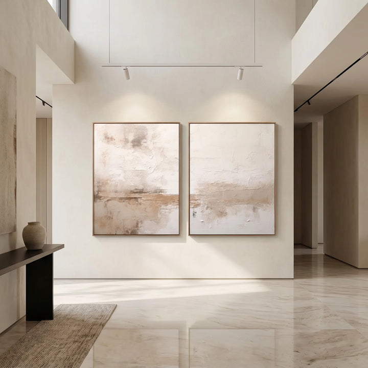 Neutral Abstract Diptych Canvas Print Set for Wall Decor TA