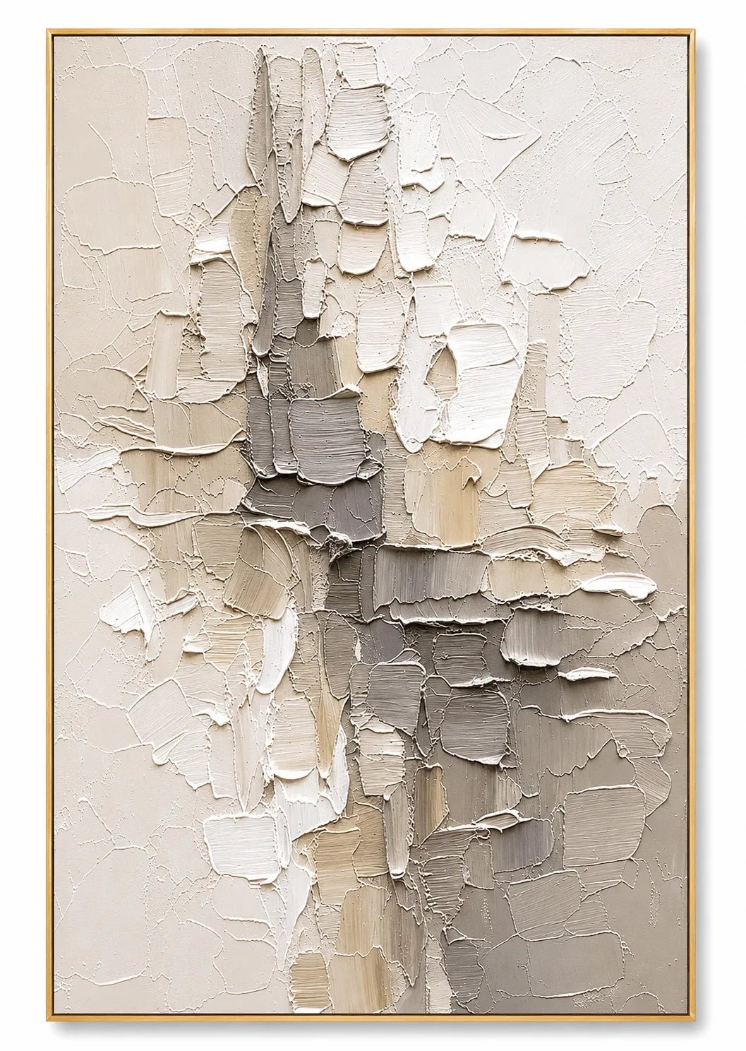 Neutral Impasto Abstract Original Oil Painting Wall Art AA
