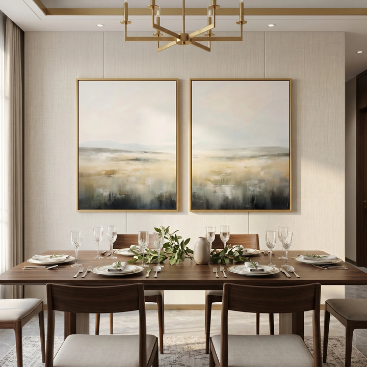 Neutral Landscape Diptych Canvas Print in Soft Tones TA