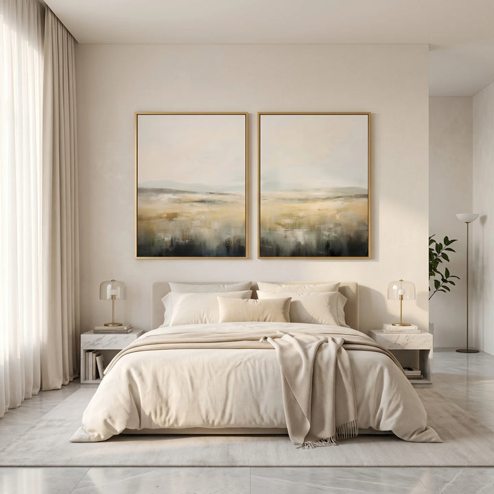 Neutral Landscape Diptych Canvas Print in Soft Tones TA