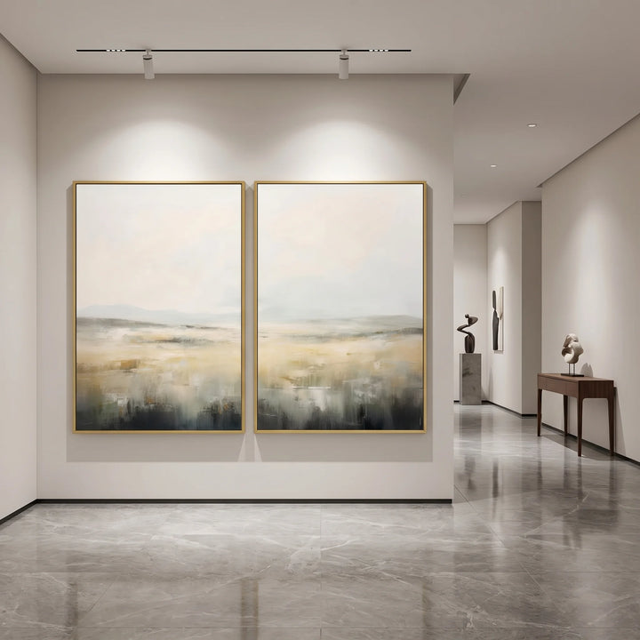 Neutral Landscape Diptych Canvas Print in Soft Tones TA