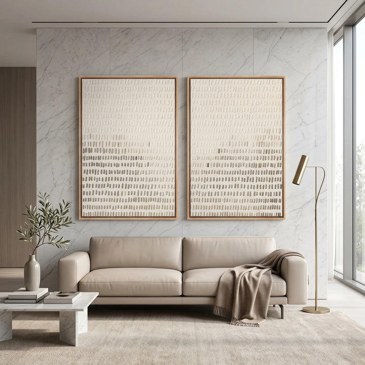 Neutral Mark Pattern Diptych Canvas Print Set for Wall TA