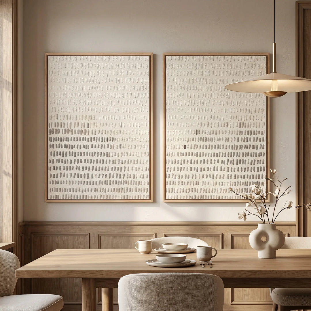 Neutral Mark Pattern Diptych Canvas Print Set for Wall TA