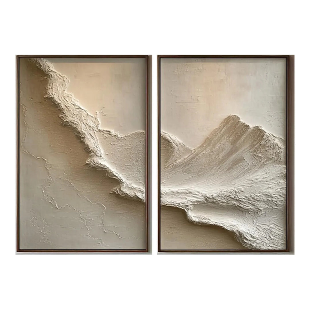 Neutral Textured Mountain Diptych Canvas Print Set TA