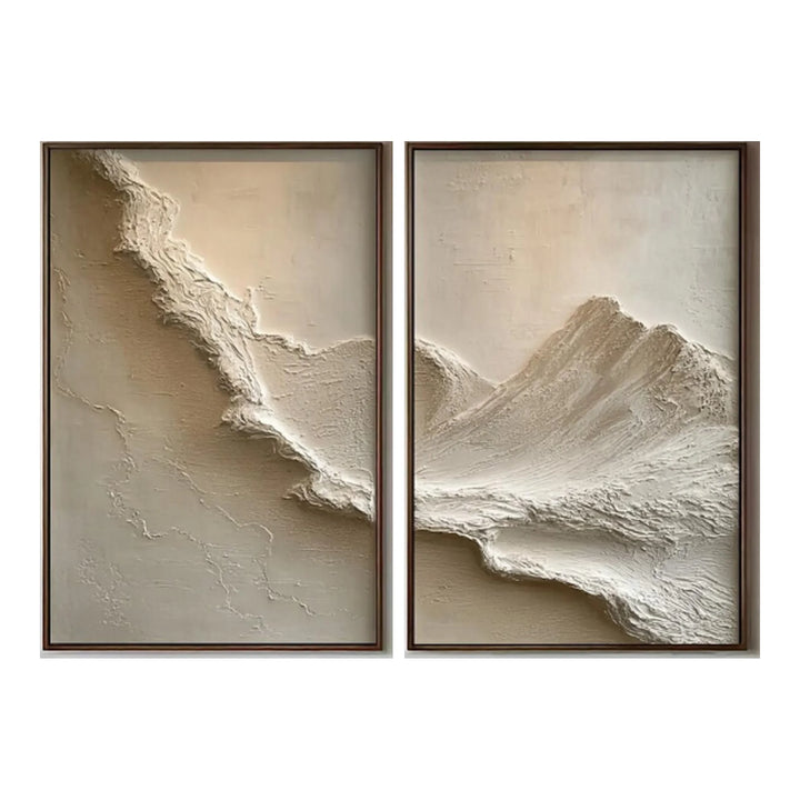 Neutral Textured Mountain Diptych Canvas Print Set TA