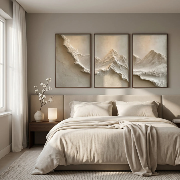 Neutral Textured Mountain Diptych Canvas Print Set TA