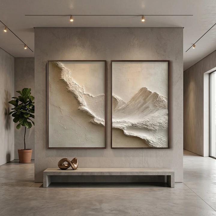 Neutral Textured Mountain Diptych Canvas Print Set TA