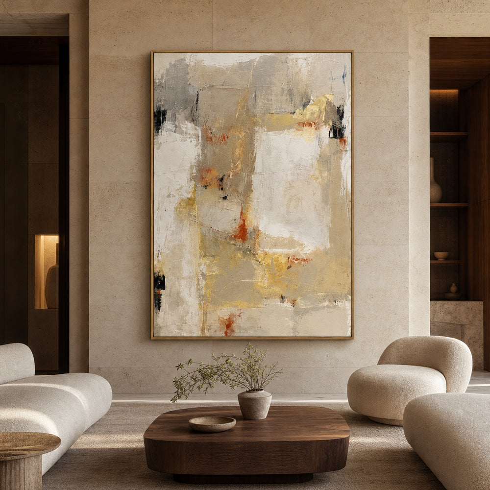 Neutral Beige Abstract Hand-Painted | HM#0734