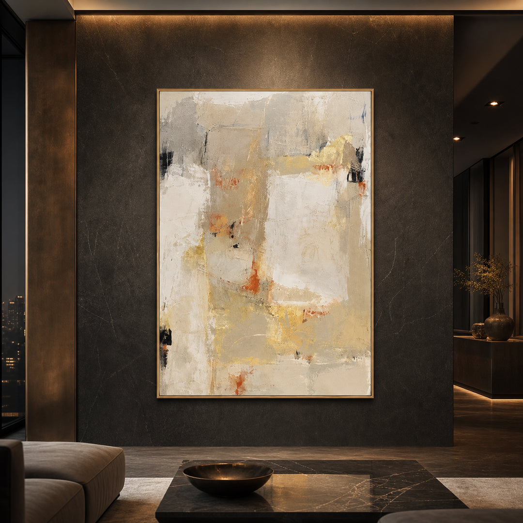 Neutral Beige Abstract Hand-Painted | HM