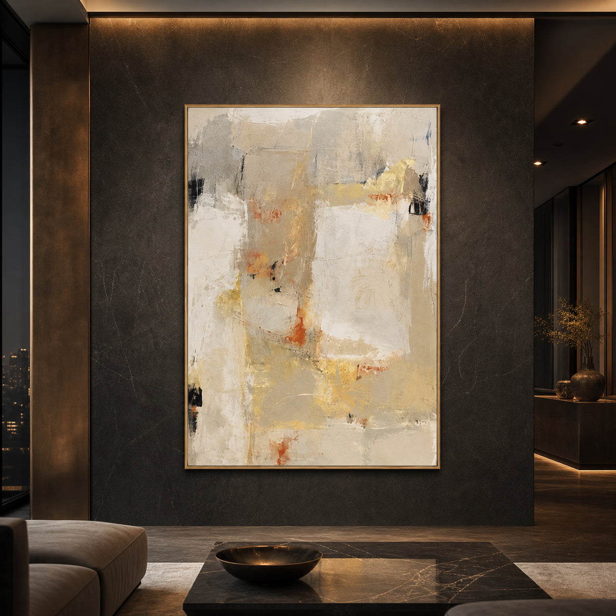 Neutral Beige Abstract Hand-Painted | HM#0734