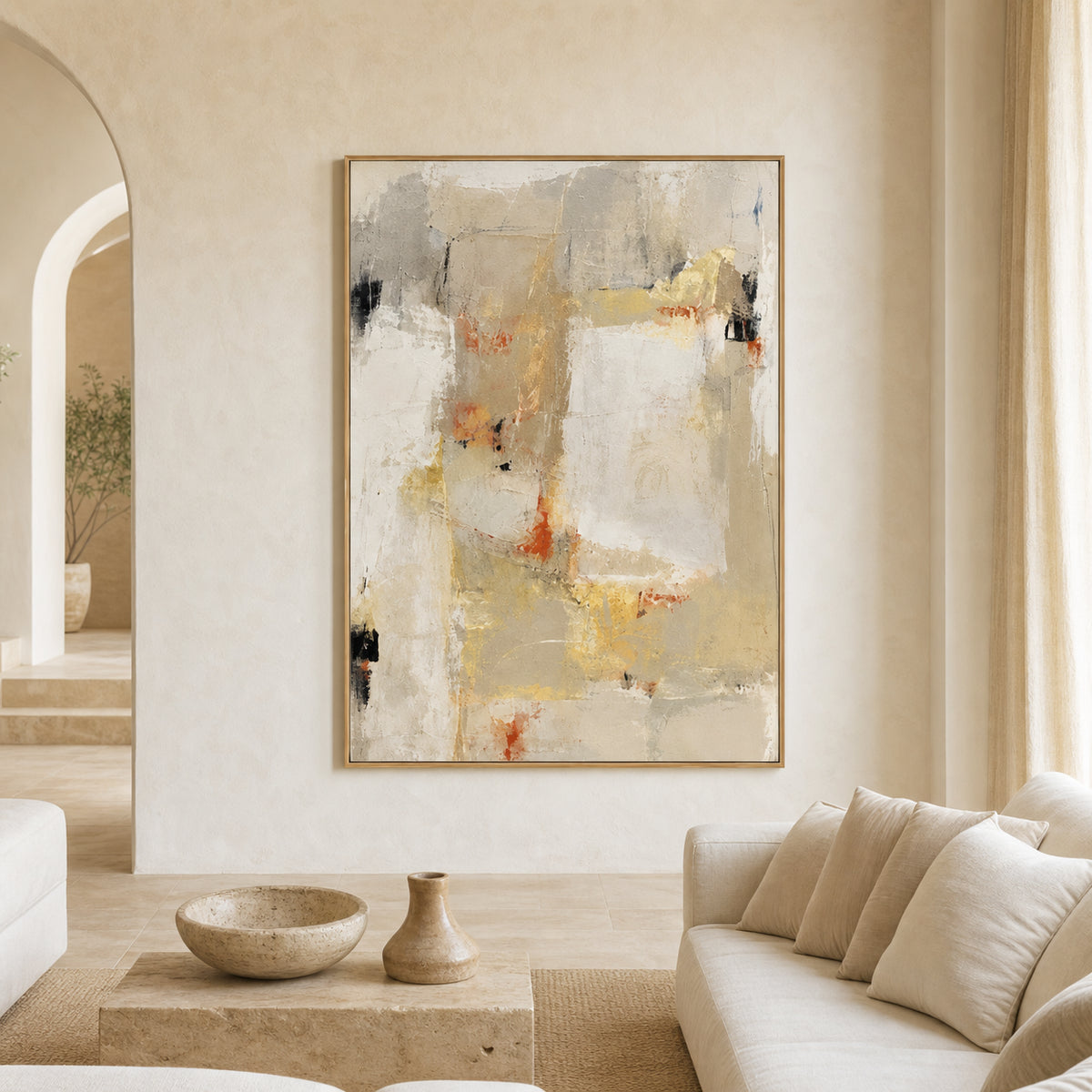 Neutral Beige Abstract Hand-Painted | HM#0734