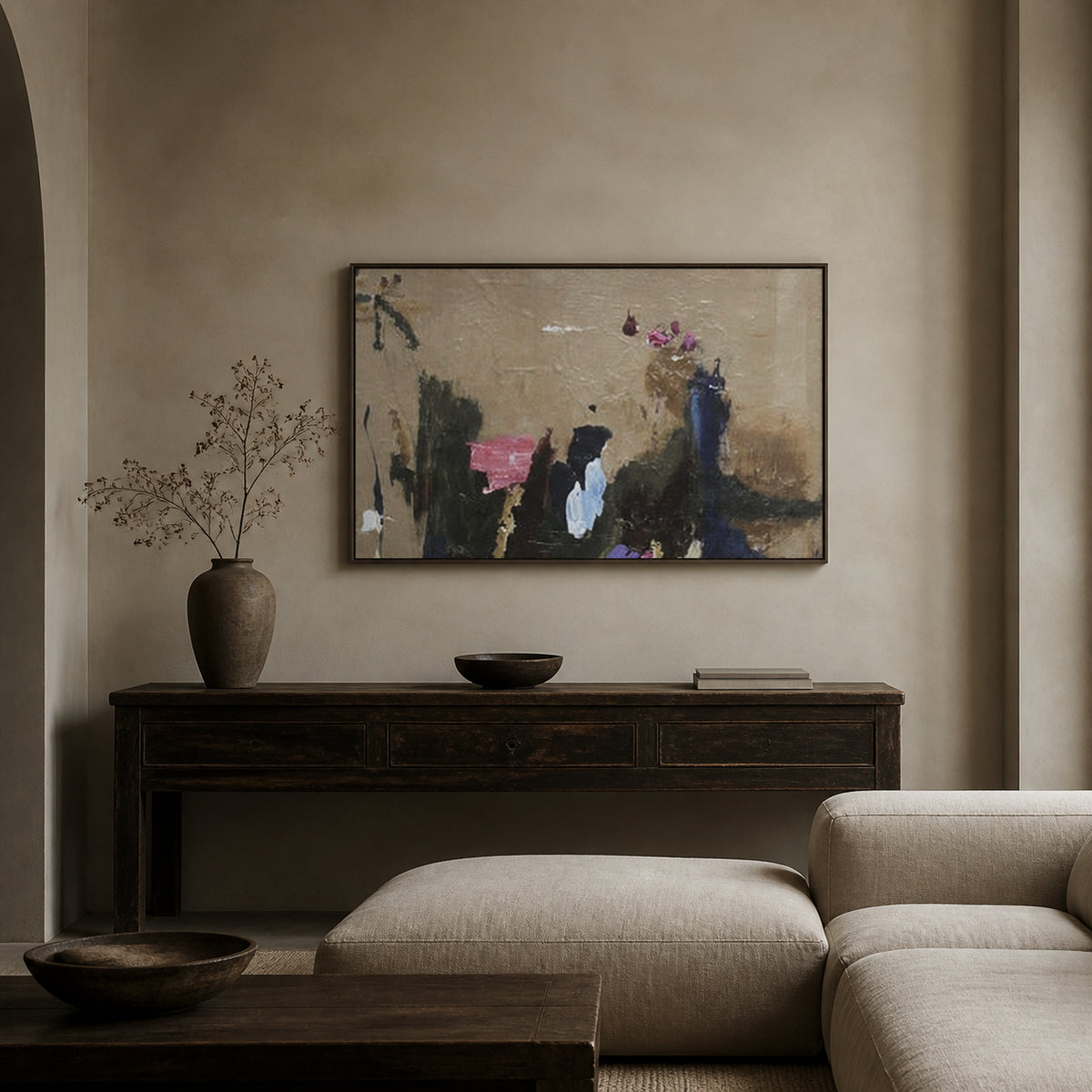 Neutral Minimalist Abstract Hand-Painted | HM#0718