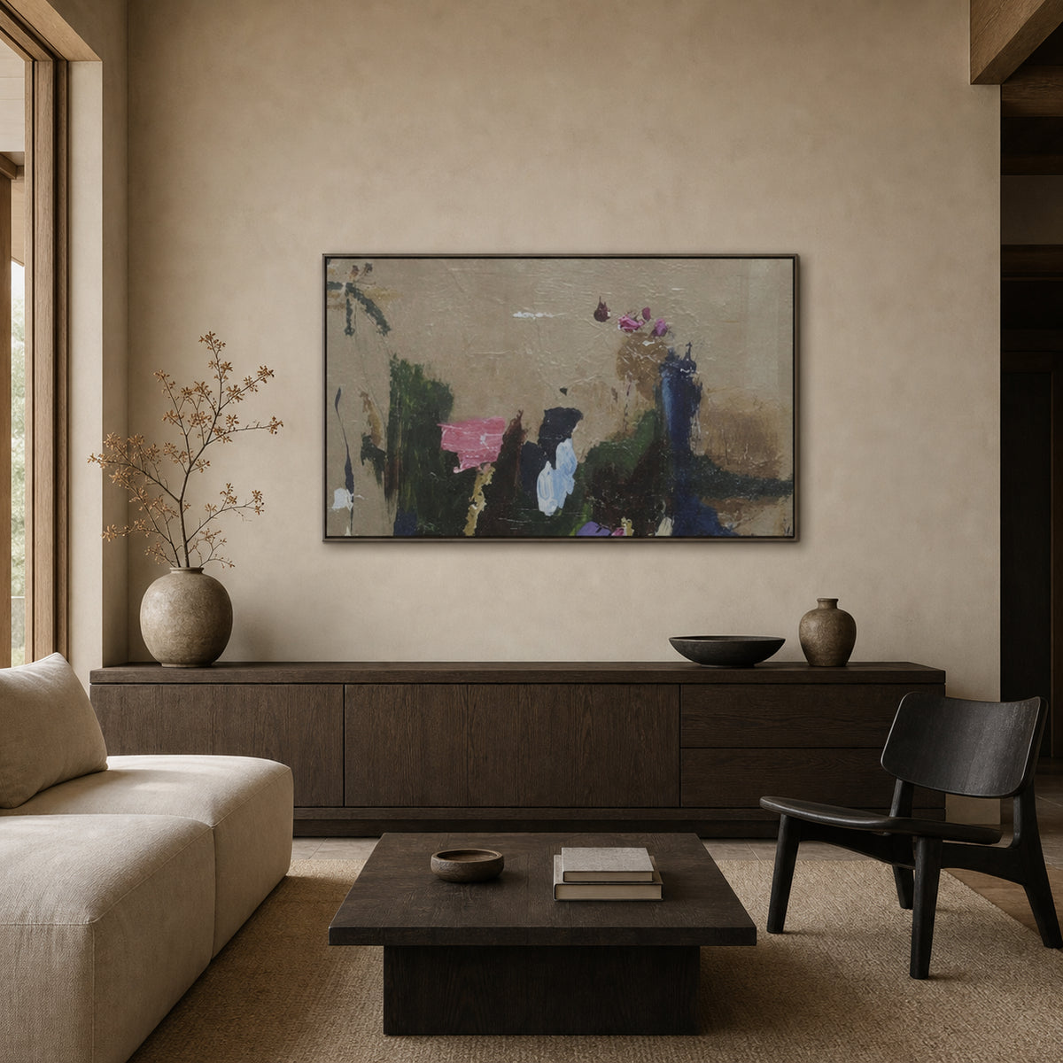 Neutral Minimalist Abstract Hand-Painted | HM#0718