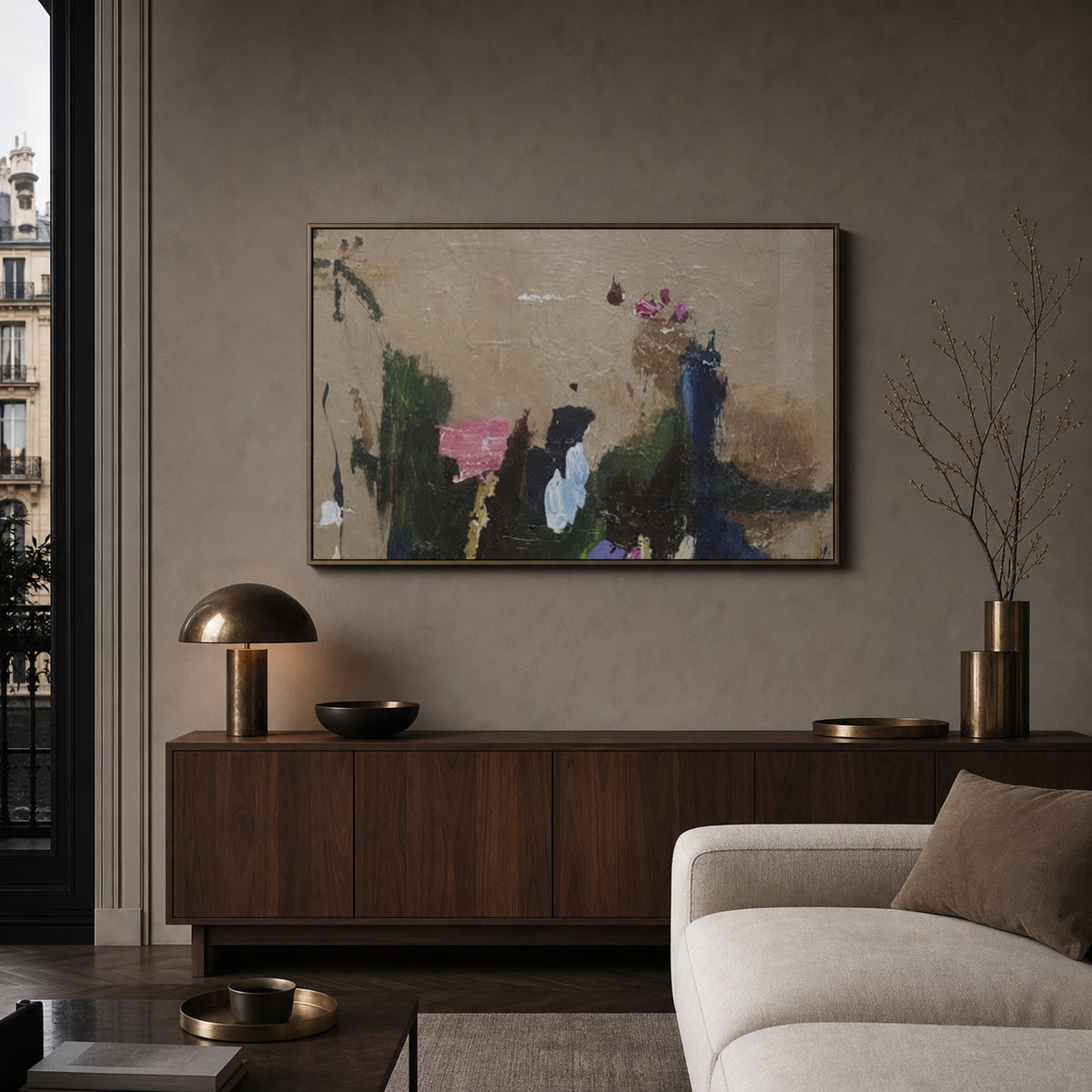 Neutral Minimalist Abstract Hand-Painted | HM#0718