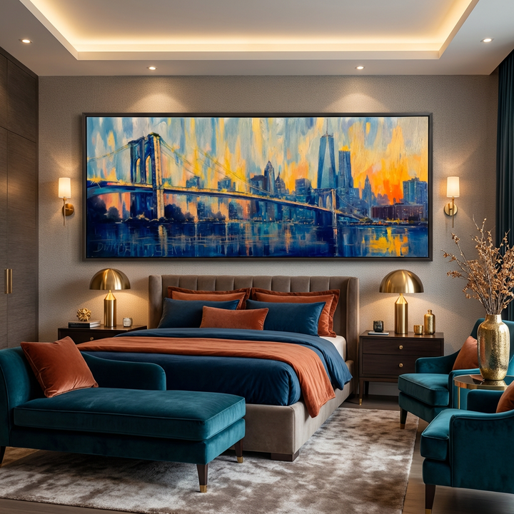 New York Brooklyn Bridge Skyline Painting AI
