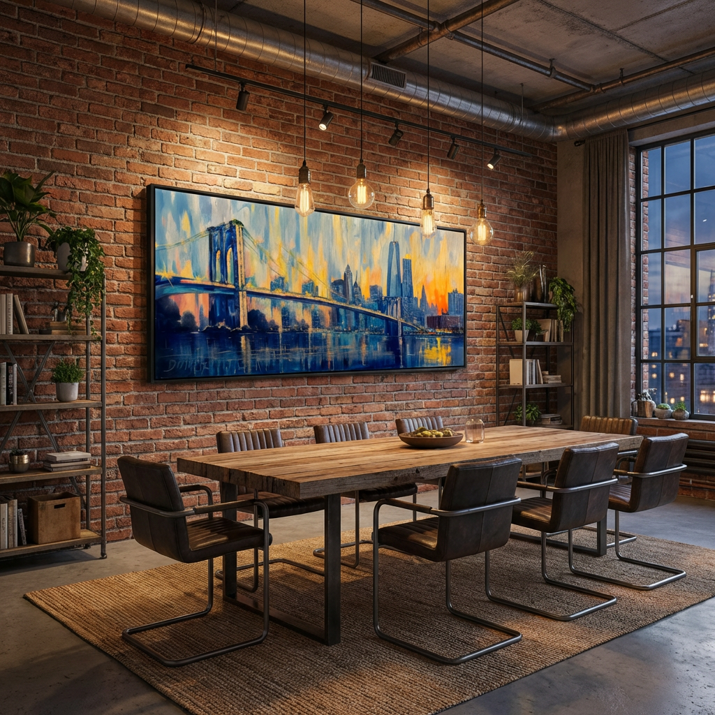 New York Brooklyn Bridge Skyline Painting AI