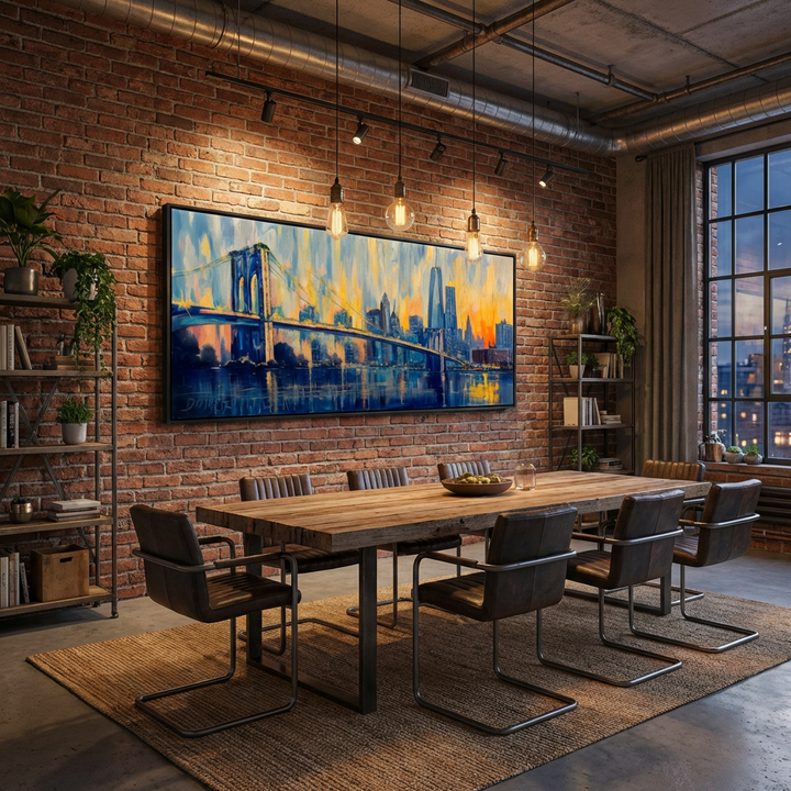 New York Brooklyn Bridge Skyline Painting AI