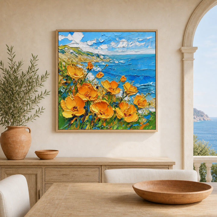 Orange Poppy Coastal Hand-Painted | HM
