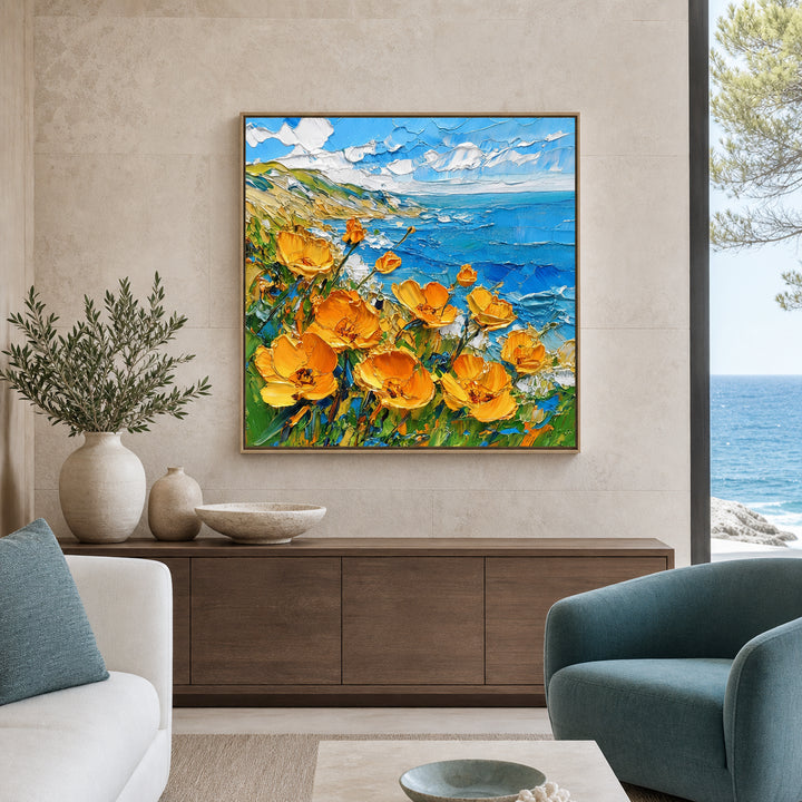 Orange Poppy Coastal Hand-Painted | HM
