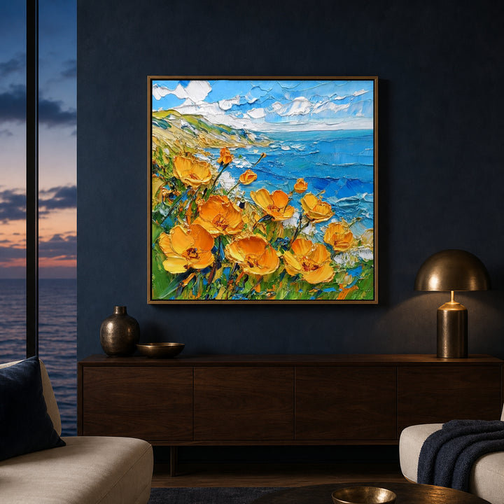 Orange Poppy Coastal Hand-Painted | HM