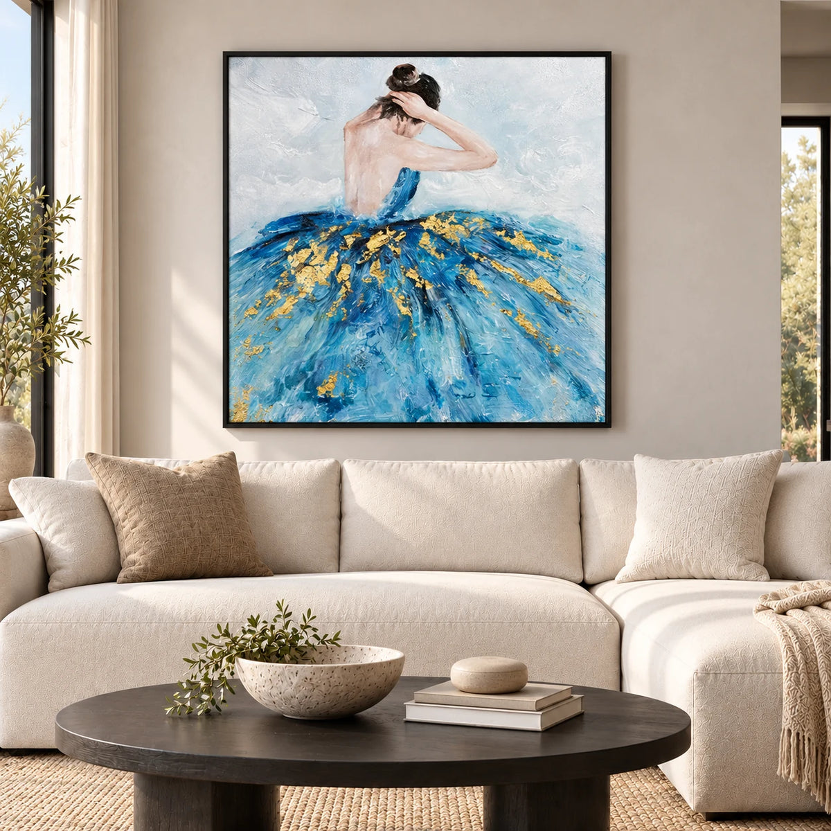 Blue & Gold Ballet Dress Painting PP#2119 — Existing room preview room preview