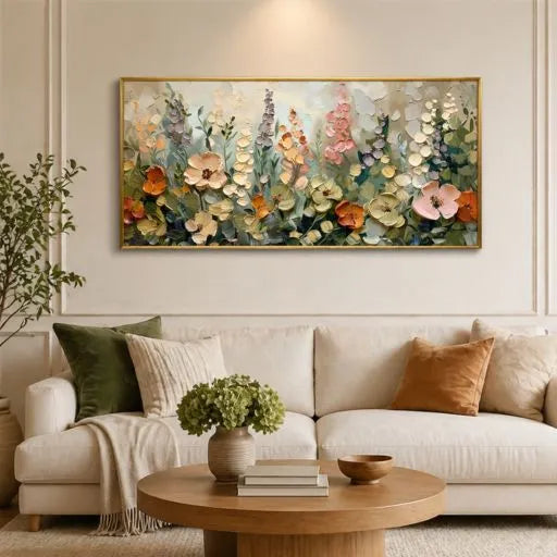 Panoramic Wildflower Colorful Impasto Oil Painting HP
