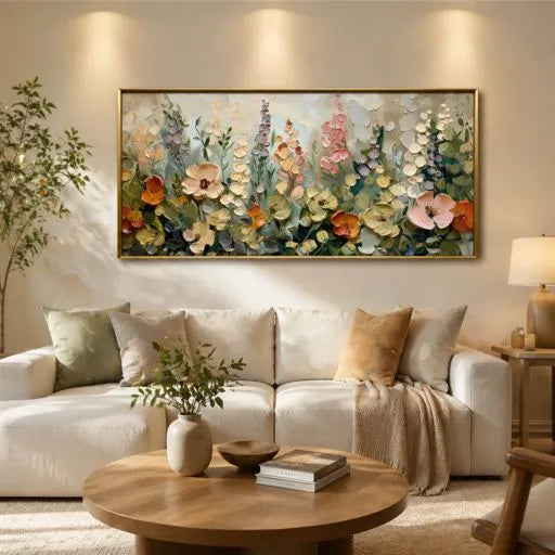 Panoramic Wildflower Colorful Impasto Oil Painting HP