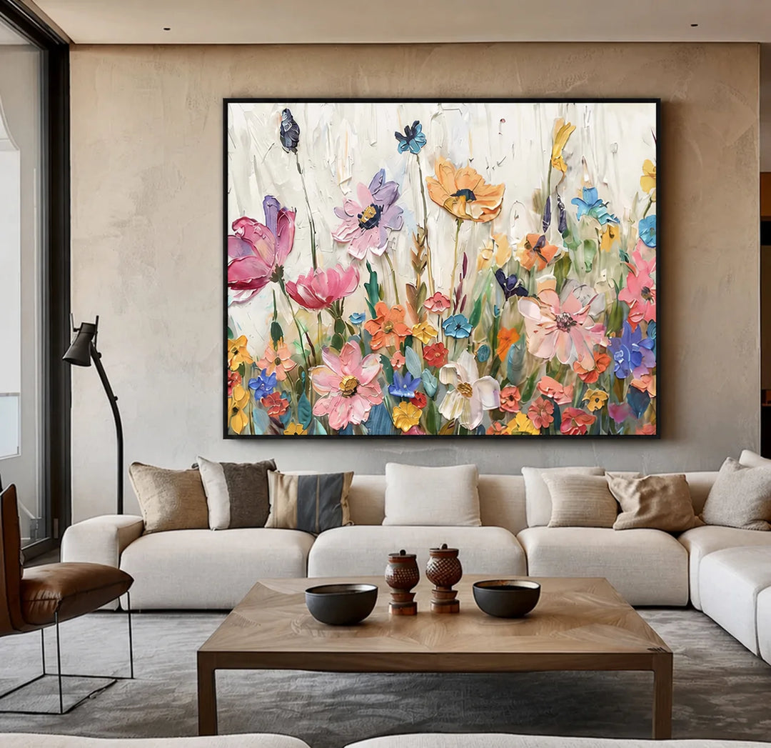 Peinture abstraite florale pastel MT