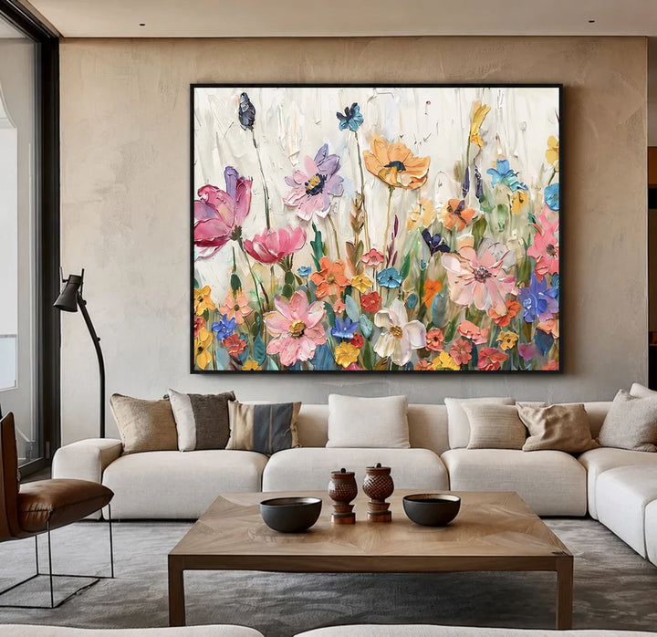 Peinture abstraite florale pastel MT