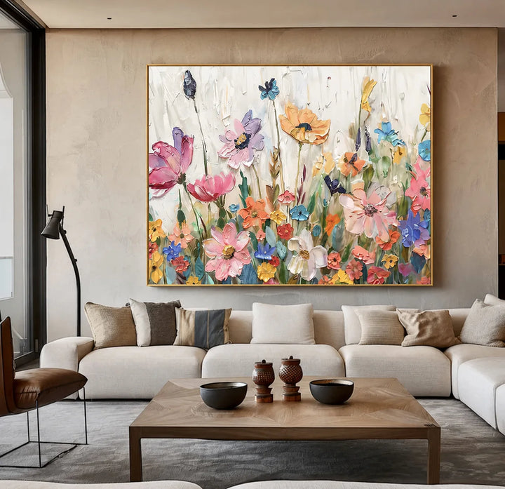 Peinture abstraite florale pastel MT