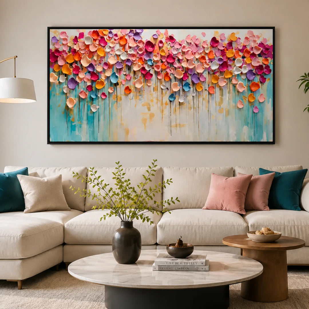 Peinture abstraite florale aux tons pastel TA