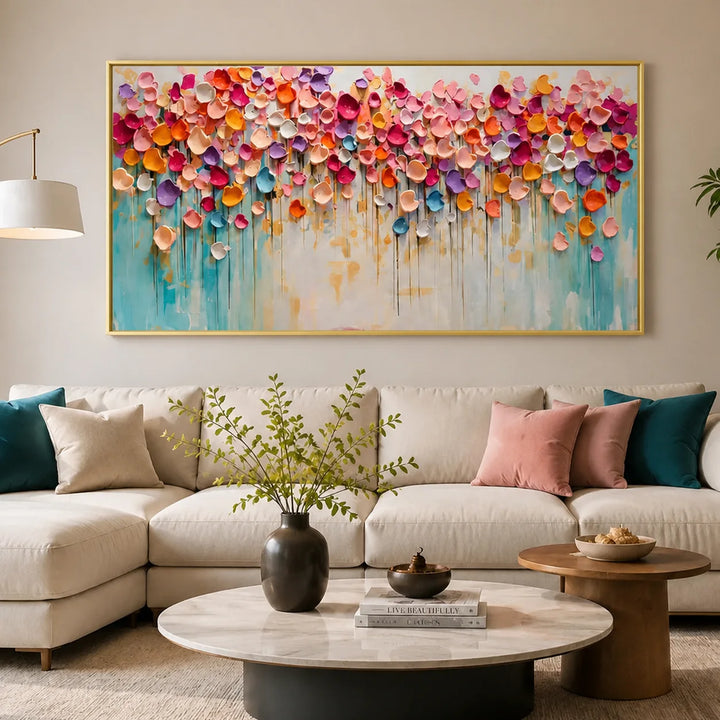 Peinture abstraite florale aux tons pastel TA