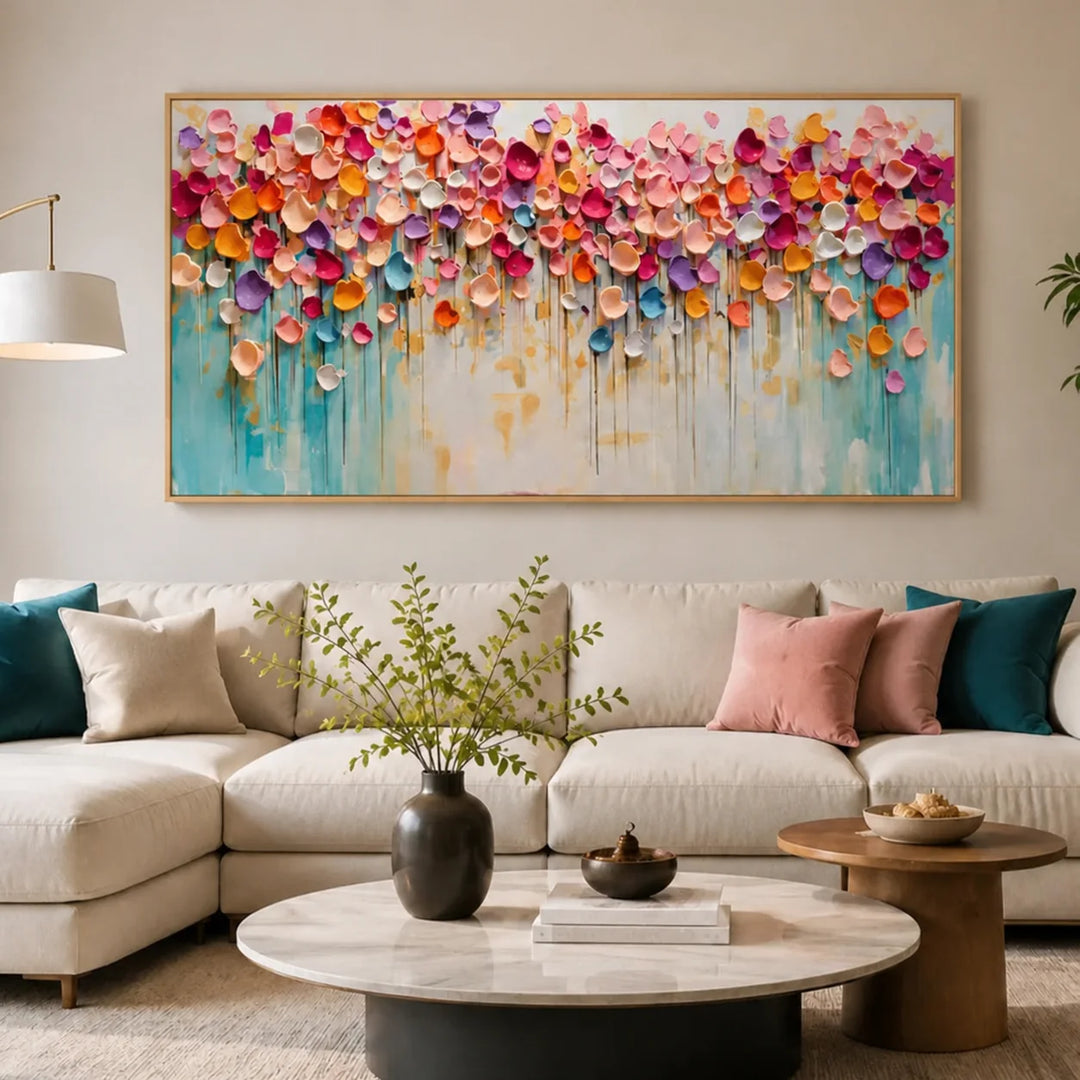 Peinture abstraite florale aux tons pastel TA