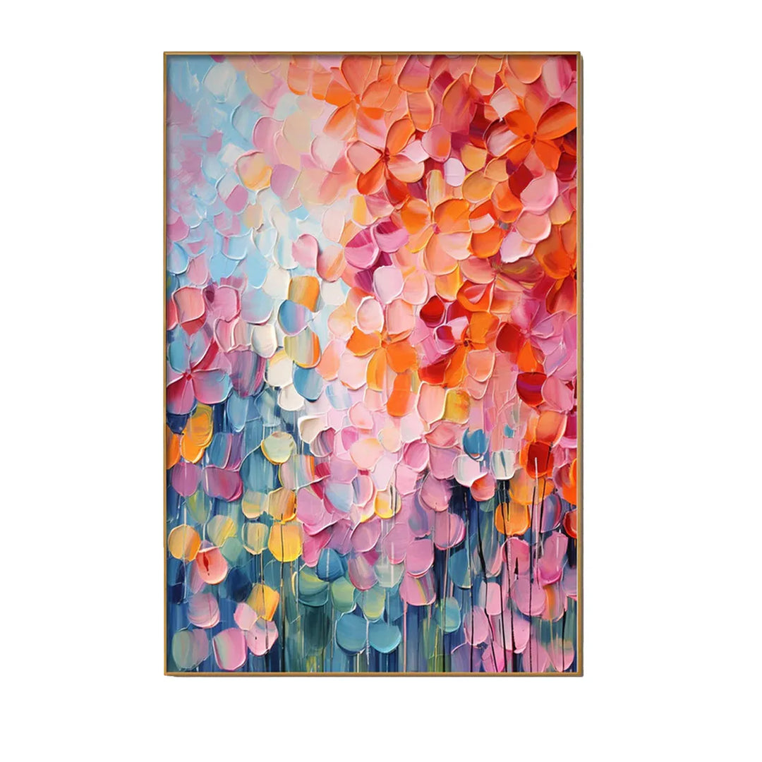 Petal Cascade Coral-Pink Abstract Painting AA