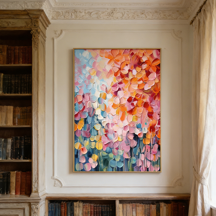 Petal Cascade Coral-Pink Abstract Painting AA#2325