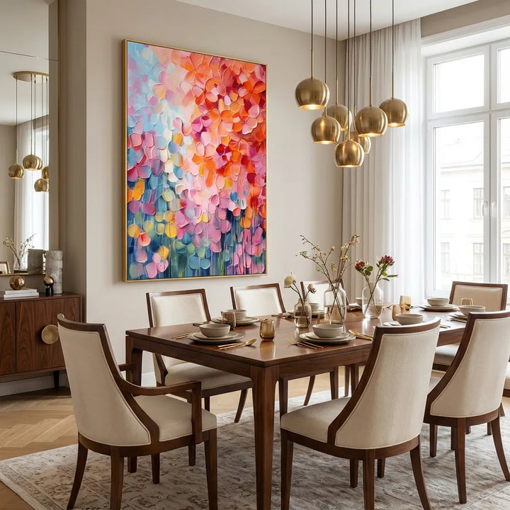 Petal Cascade Coral-Pink Abstract Painting AA