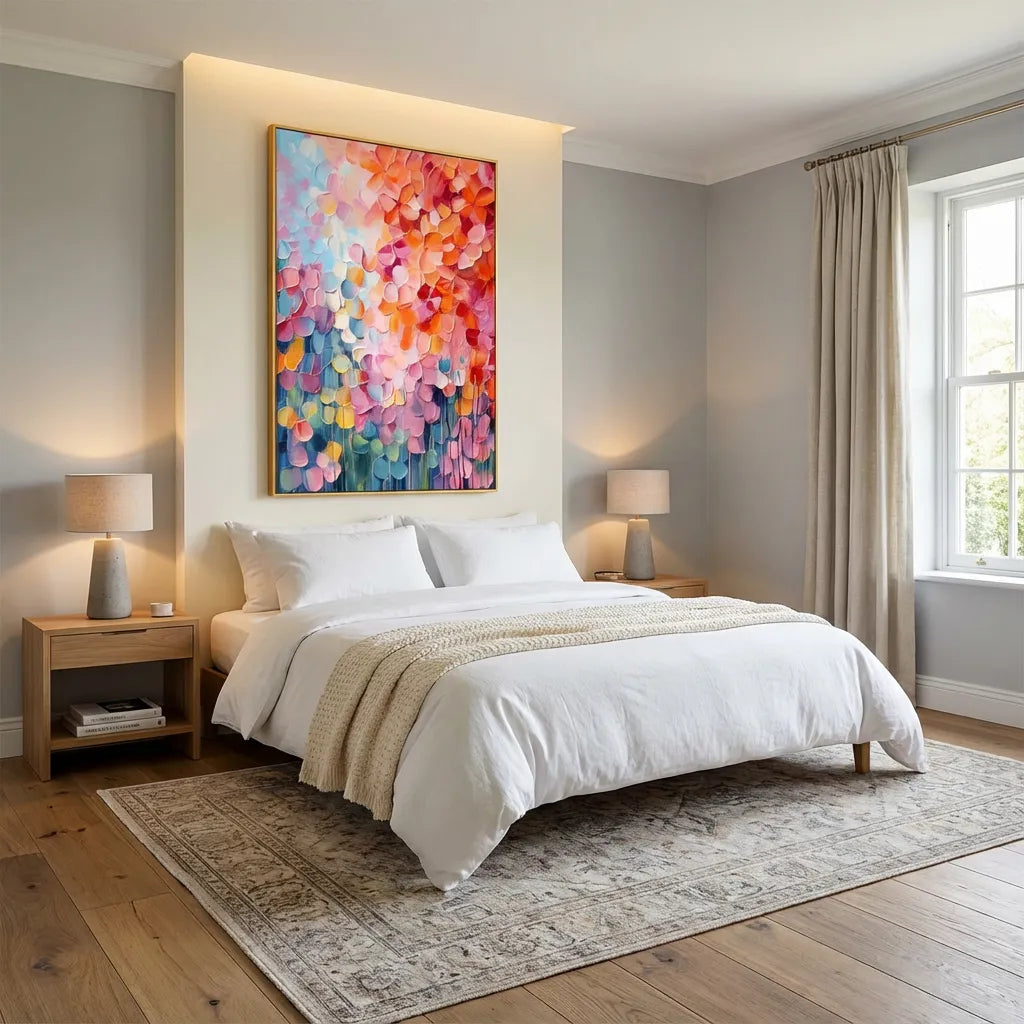 Petal Cascade Coral-Pink Abstract Painting AA