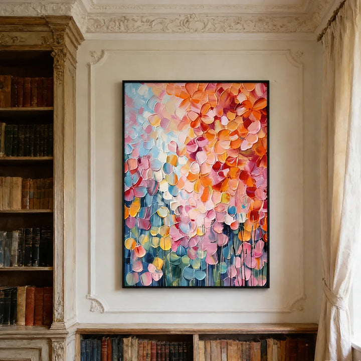 Petal Cascade Coral-Pink Abstract Painting AA