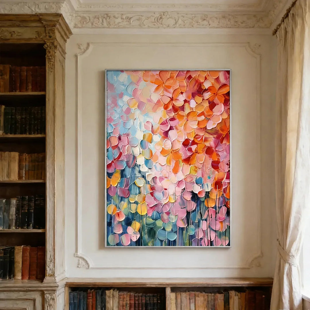 Petal Cascade Coral-Pink Abstract Painting AA