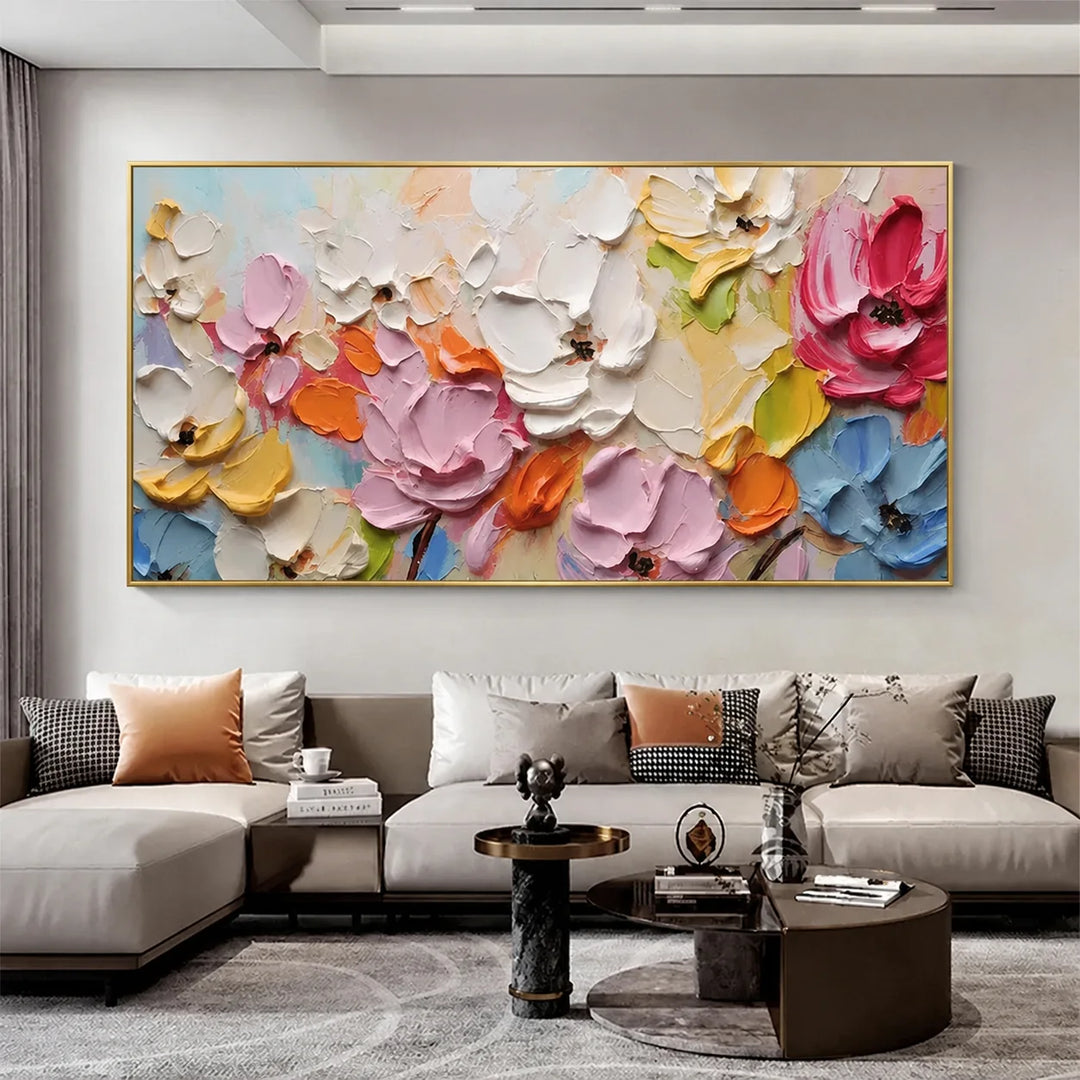 Petal Drift–Pastel Impasto Floral Painting MT