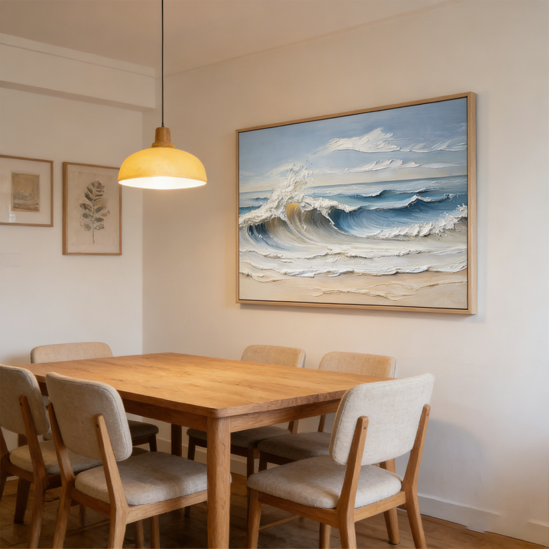 Quiet Tide Blue Textured Seascape Painting  SP#2101