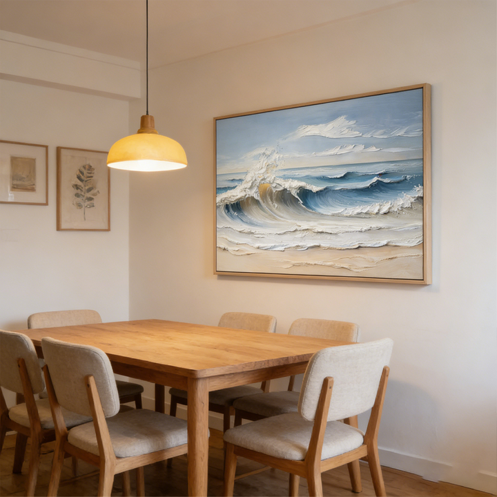 Quiet Tide Blue Textured Seascape Painting  SP#2101