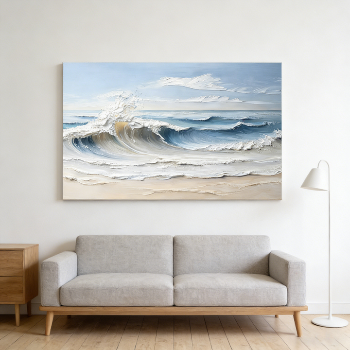 Quiet Tide Blue Textured Seascape Painting  SP#2101