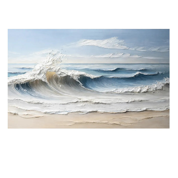 Quiet Tide Blue Modern Textured Seascape Painting  SP
