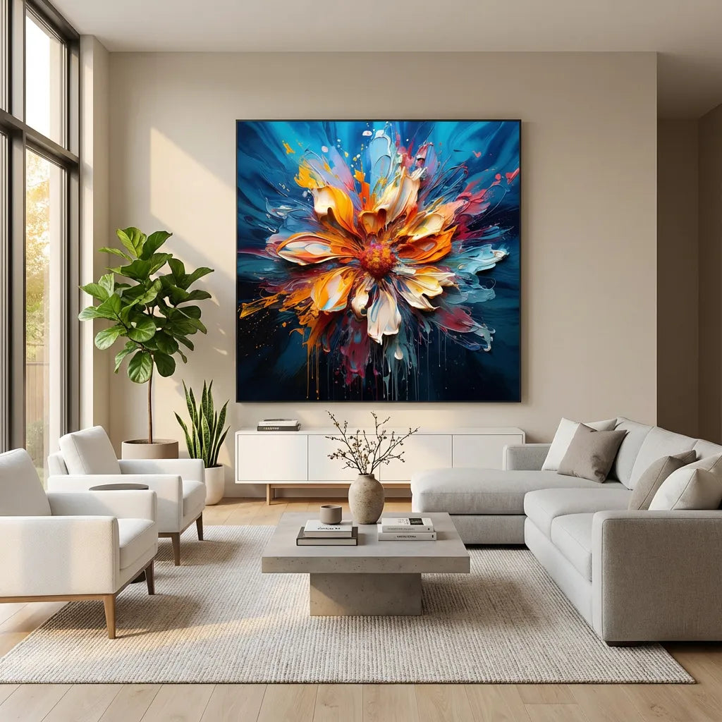 Radiant Bloom Abstract Flower Painting AA