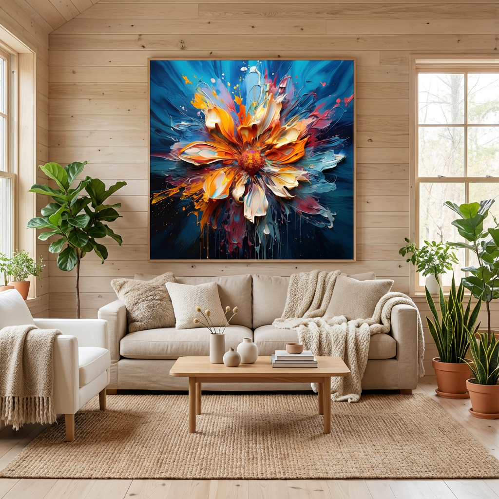 Radiant Bloom Abstract Flower Painting AA#2307