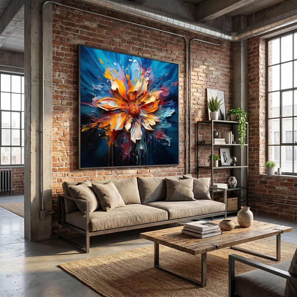 Radiant Bloom Abstract Flower Painting AA#2307