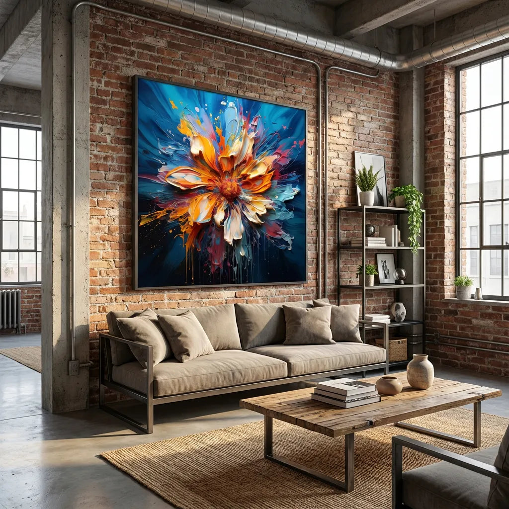 Radiant Bloom Abstract Flower Painting AA