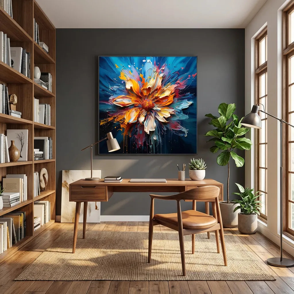 Radiant Bloom Abstract Flower Painting AA